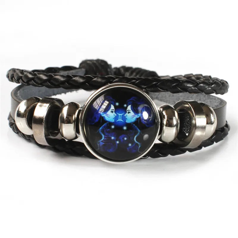Zodiac Constellation Beaded Leather Bracelet | Multilayer Handwoven Charm Bracelet PLUSH Gemini