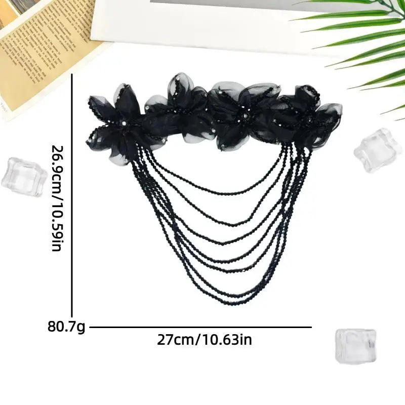 Crystal Chiffon Flower Beaded Tassel Corsage | DIY Patch Beaded Flower Corsage PLUSH A12
