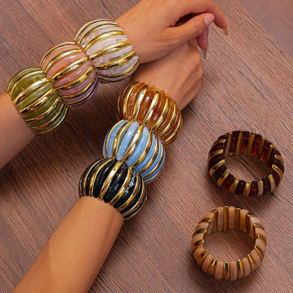 Bohemian Geometric Wide Chunky Acrylic Bangle for Women Chunky Bangle Bracelet PLUSH