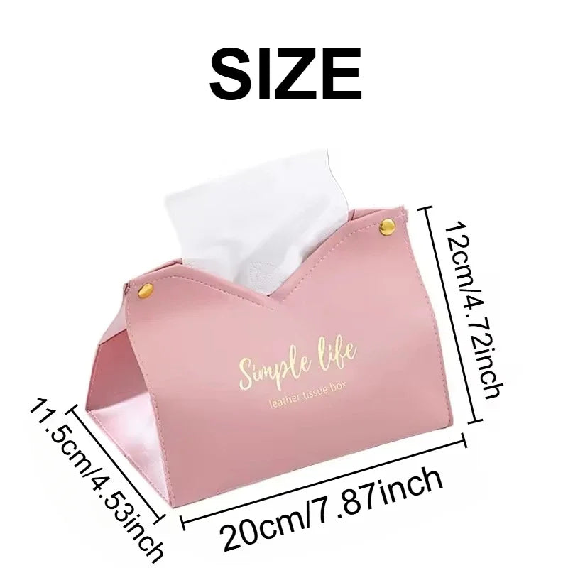 Leather Tissue Box Cover | Napkin Holder for Home, Car & Hotel Tissue Box Cover PLUSH