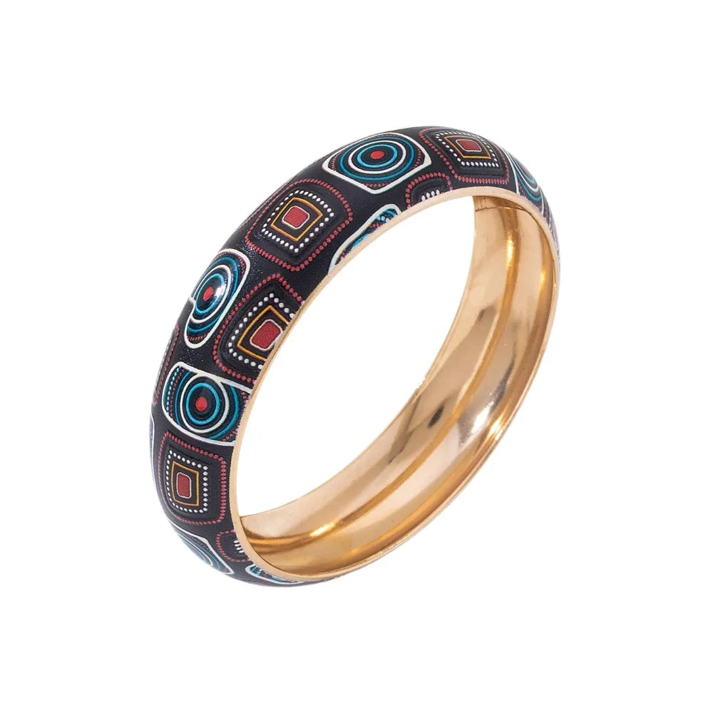 Boho Flower Bangle – Colorful Vintage Ethnic Bracelet for Women Ethnic Bangle Bracelet PLUSH Style 7