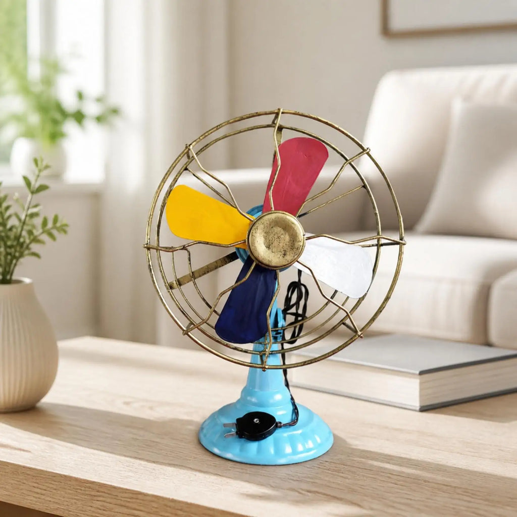 Retro Tinplate Electric Fan Figurine – Hand-Painted Décor Decorative Figurine PLUSH