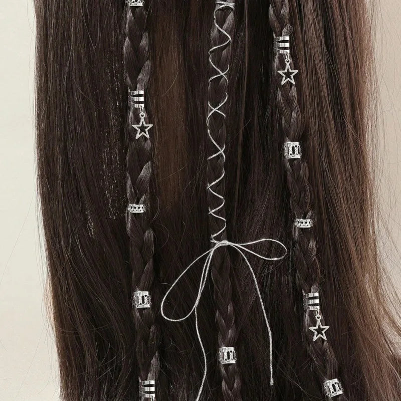 36pcs Star Hair Braid Rings – DIY Dreadlock Bead Clips Hair Braid Rings PLUSH Silver 36Pcs
