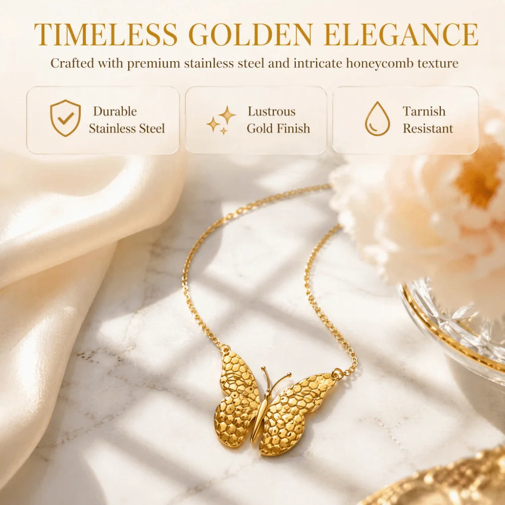 Butterfly Pendant Necklace – Stainless Steel Choker, 3 Sizes Pendant Necklace PLUSH