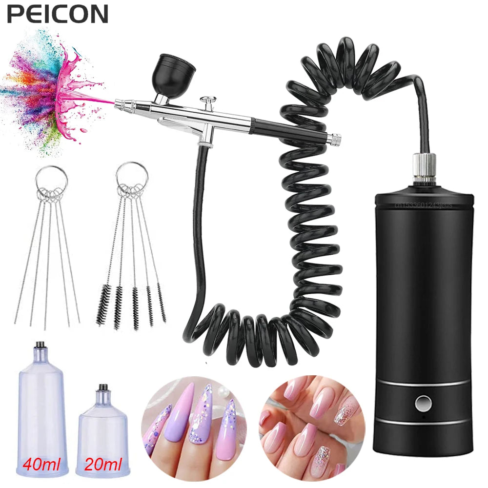 Portable Airbrush Kit with Compressor – Nail Art & Crafts Airbrush Compressor Kit PLUSH