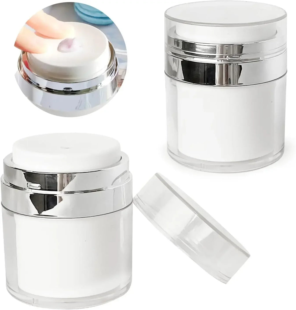 15ml Airless Pump Jar | Refillable Travel Cream Dispenser 3-Pack Travel Cosmetic Jar PLUSH