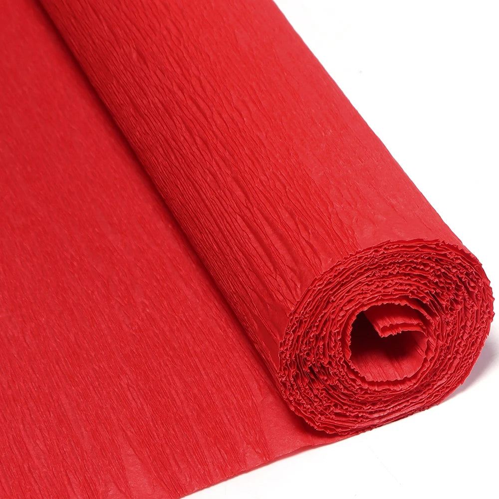 Wrinkled Paper Ribbon Roll 2.5m – DIY Gift & Party Décor Paper Craft Ribbon PLUSH red