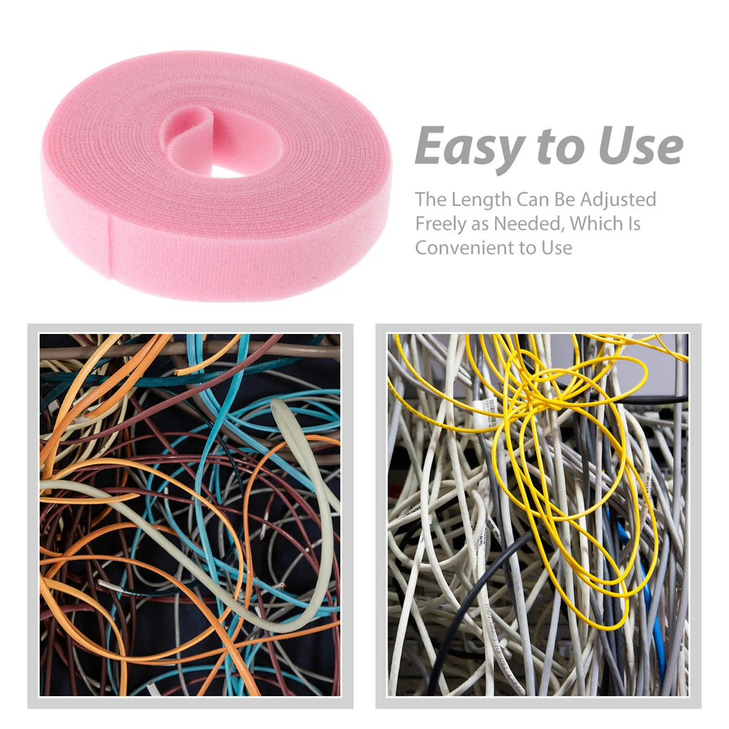 Reusable Hook & Loop Cable Straps – Polyester Wire Organizer Roll Cable Management Strap PLUSH