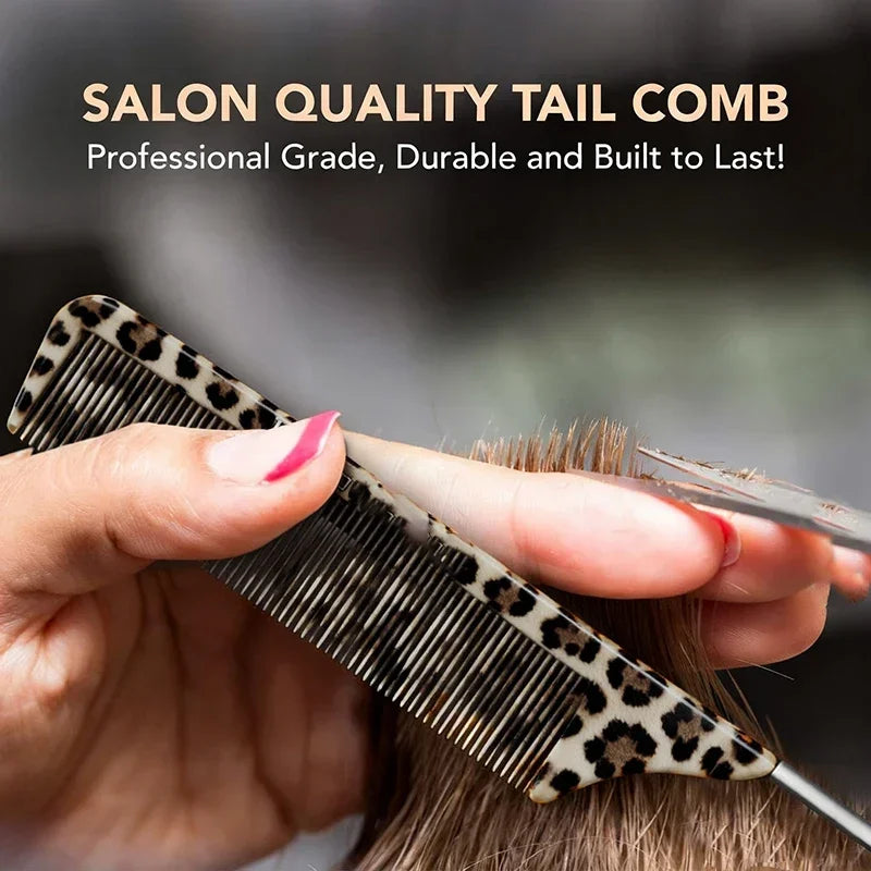 Leopard Rat Tail Fine Tooth Hair Comb – Salon Sectioning Tool Hair Styling Comb PLUSH