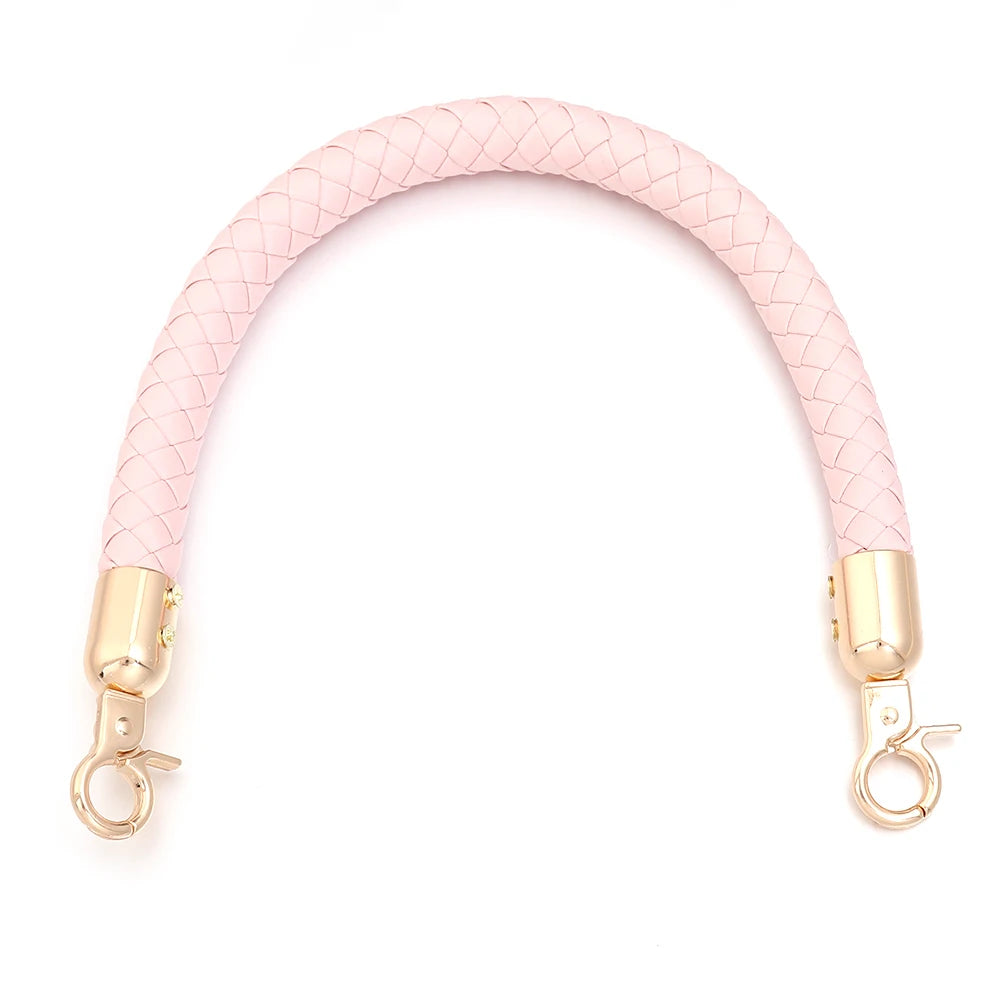 PU Leather Braided Bag Shoulder Strap with Lobster Clasp 30/60cm Bag Replacement Strap PLUSH light pink 30cm