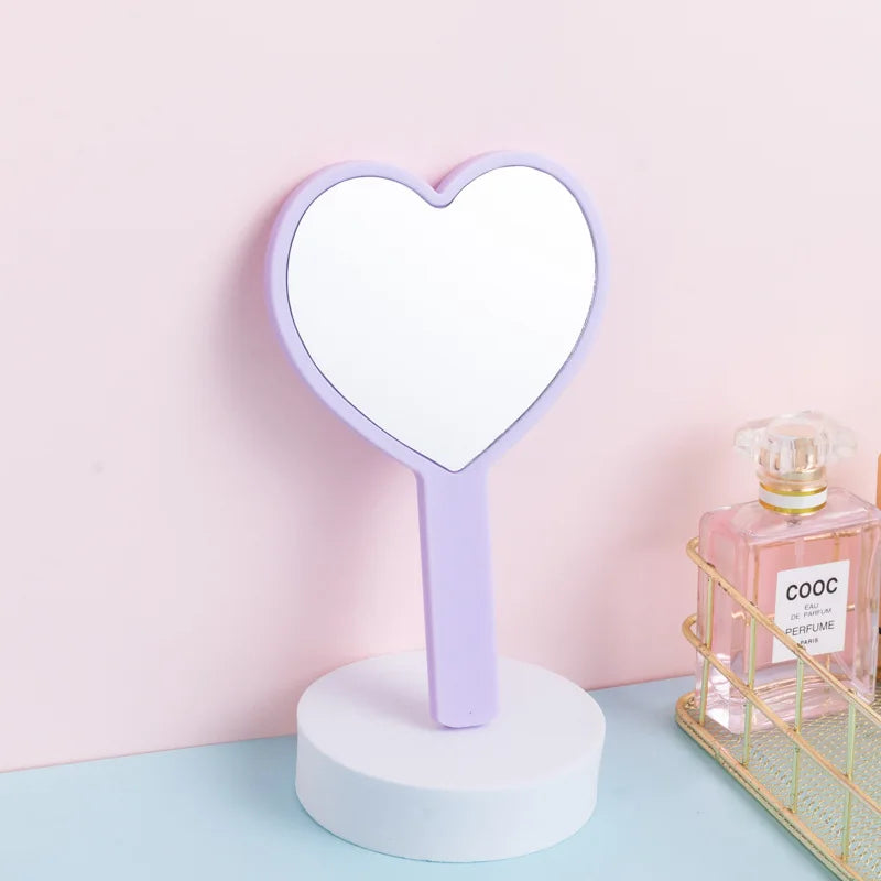 Heart-Shaped Handheld Vanity Mirror – Cute Portable Makeup Mirror Handheld Vanity Mirror PLUSH Light Purple