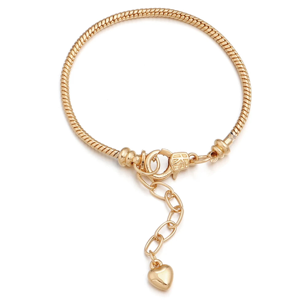 Metal Snake Chain Bracelet Blank with Heart Drop Extender Bracelet Blank PLUSH KC Gold