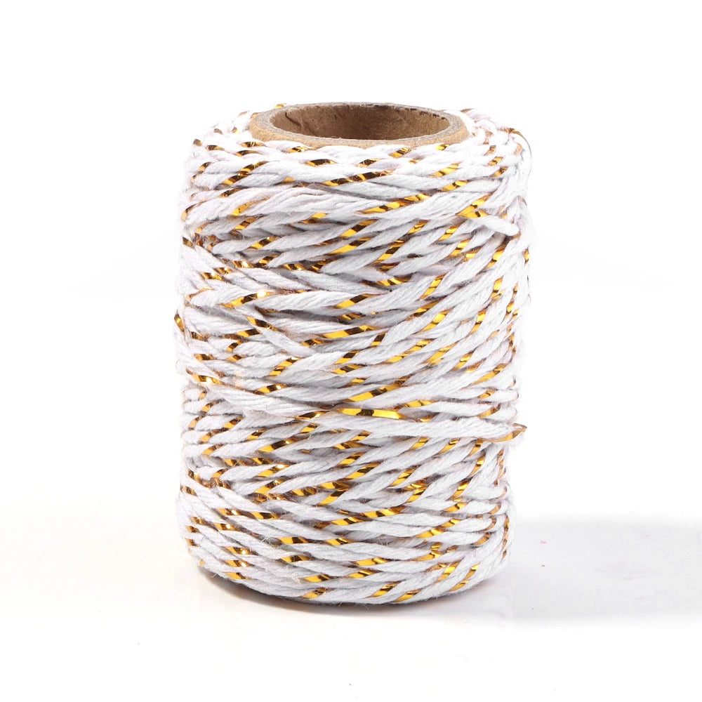 20m Gold Colorful Braided Cotton Cord – DIY Crafts & Gift Wrap Braided Craft Cord PLUSH white 2mm
