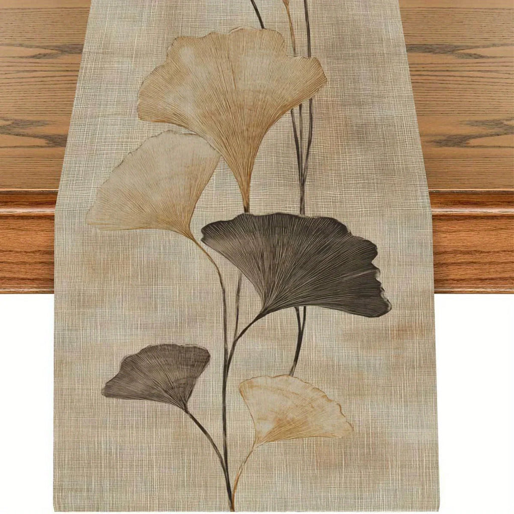 Ginkgo Leaf Table Runner | Linen-Look Polyester, 3 Sizes Table Runner PLUSH A 33X183Cm