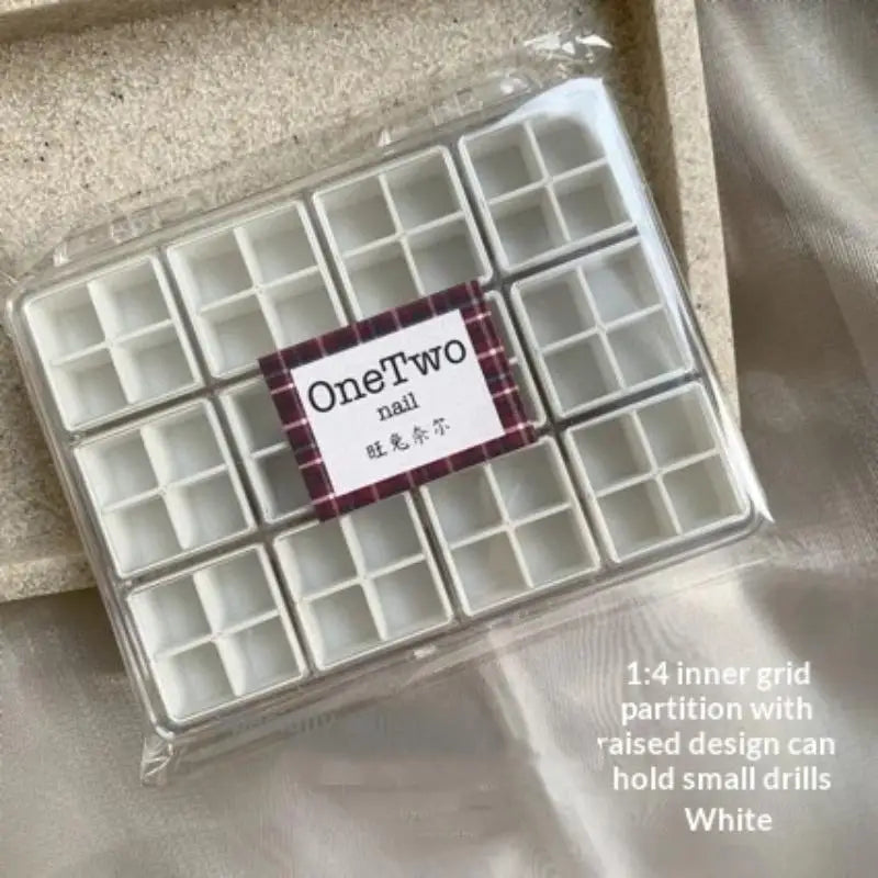 Nail Accessories Storage Box – 24/36/48 Grid Transparent Organizer Nail Accessories Organizer PLUSH 2 White