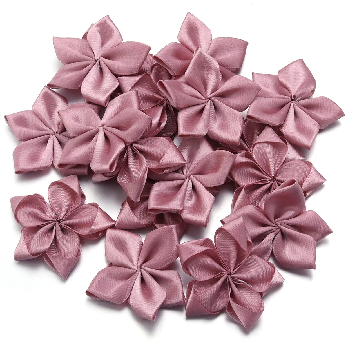 20pcs 6cm Satin Ribbon Flowers for DIY Hair Clips & Crafts Ribbon Flower Appliqués PLUSH Dark Pink