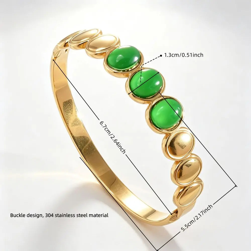 Cat's Eye Stone Alloy Bangle – Vintage Stackable Women's Bracelet Fashion Bangle Bracelet PLUSH