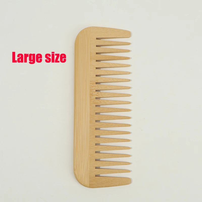 Natural Bamboo & Wood Handmade Combs – Wide & Fine Teeth Set Wood Hair Comb PLUSH 2.L