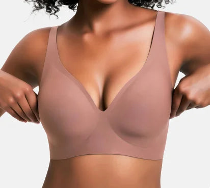Zeriluna Seamless Push Up Bralette – Adjustable Sports Bra Sports Bralette PLUSH Pink Brown 3XL