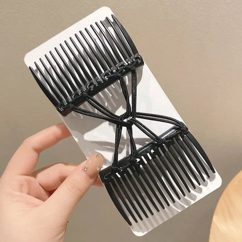 Vintage Disc Hair Clip – Korean Magic Comb & Elastic Rope Hair Clip PLUSH New Black
