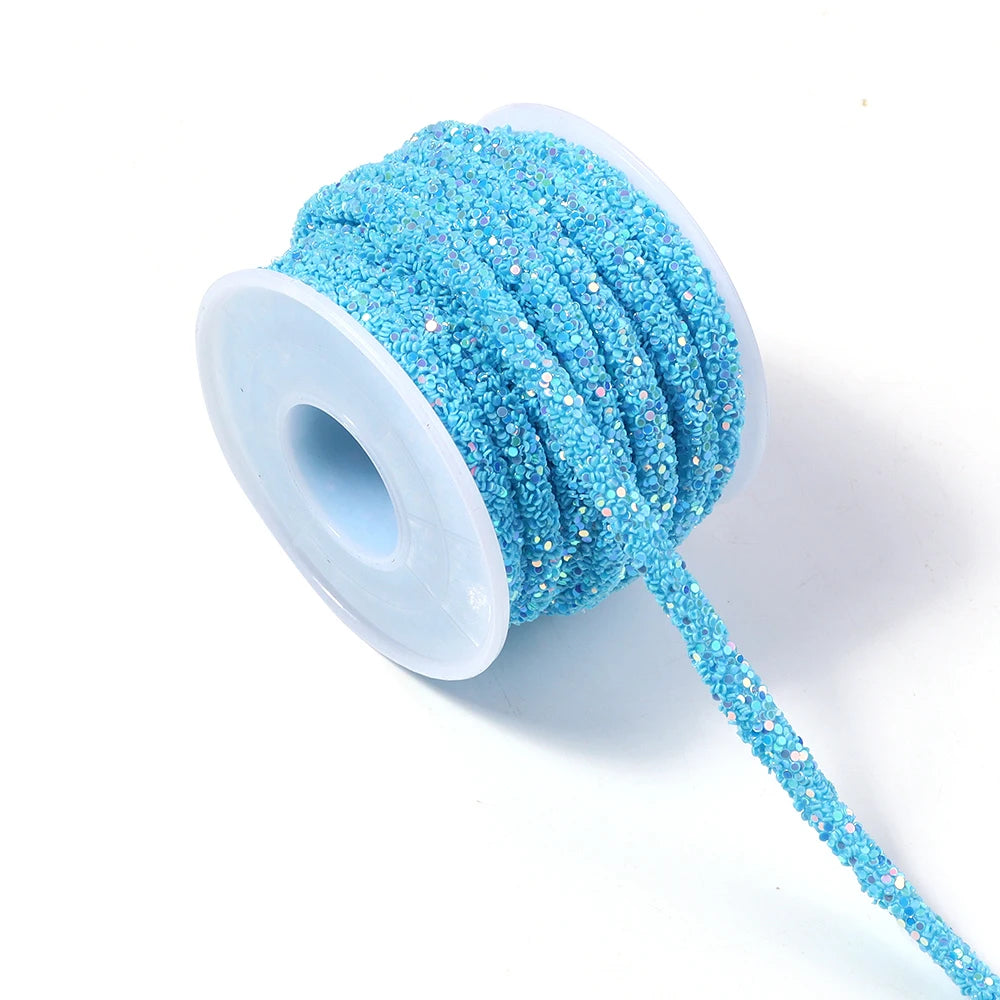 5 Yards 6mm Glitter Sequin Cord – DIY Jewelry & Craft Rope Glitter Sequin Cord PLUSH blue