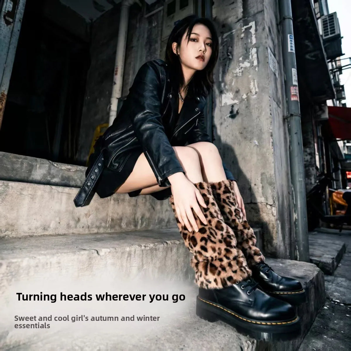 Leopard Print Plush Leg Warmers – Heavy Knit Boot Socks Women Plush Leg Warmers PLUSH