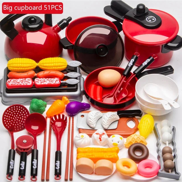 Kids Kitchen Pretend Play Toy Set – Cutting Fruit & Cooking Pretend Play Kitchen Set PLUSH 51PCS 1