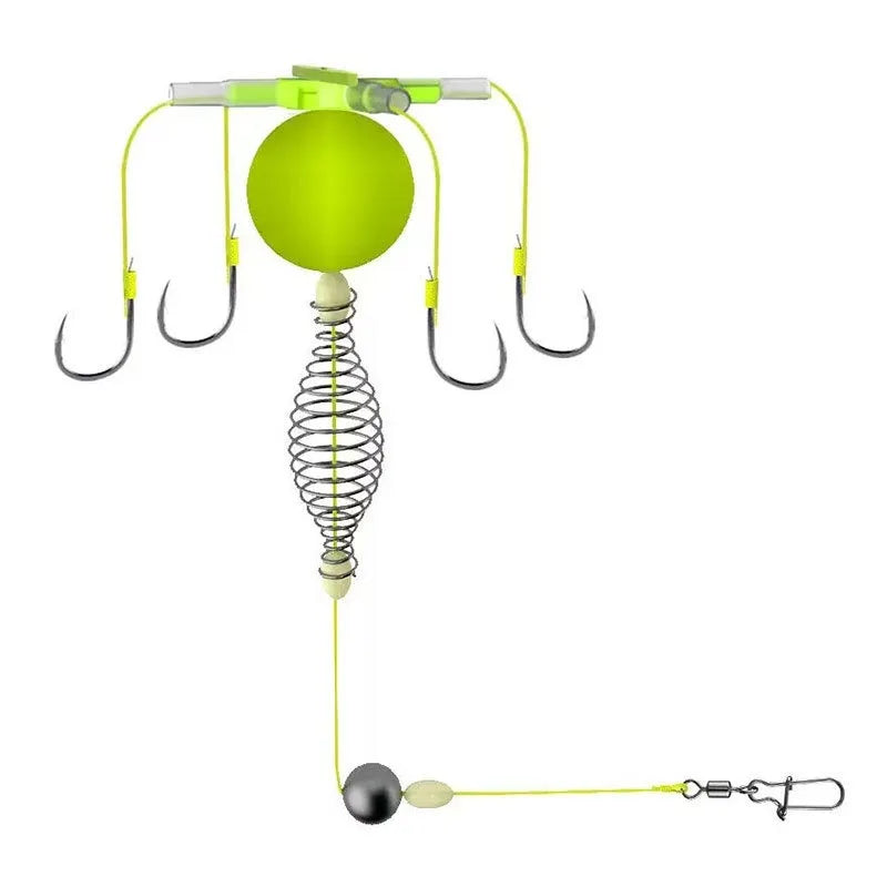 Spring Fishing Bait Cage Set – 4-Hook Carbon Steel Feeder Rig Fishing Bait Cage Rig PLUSH 1pc 9