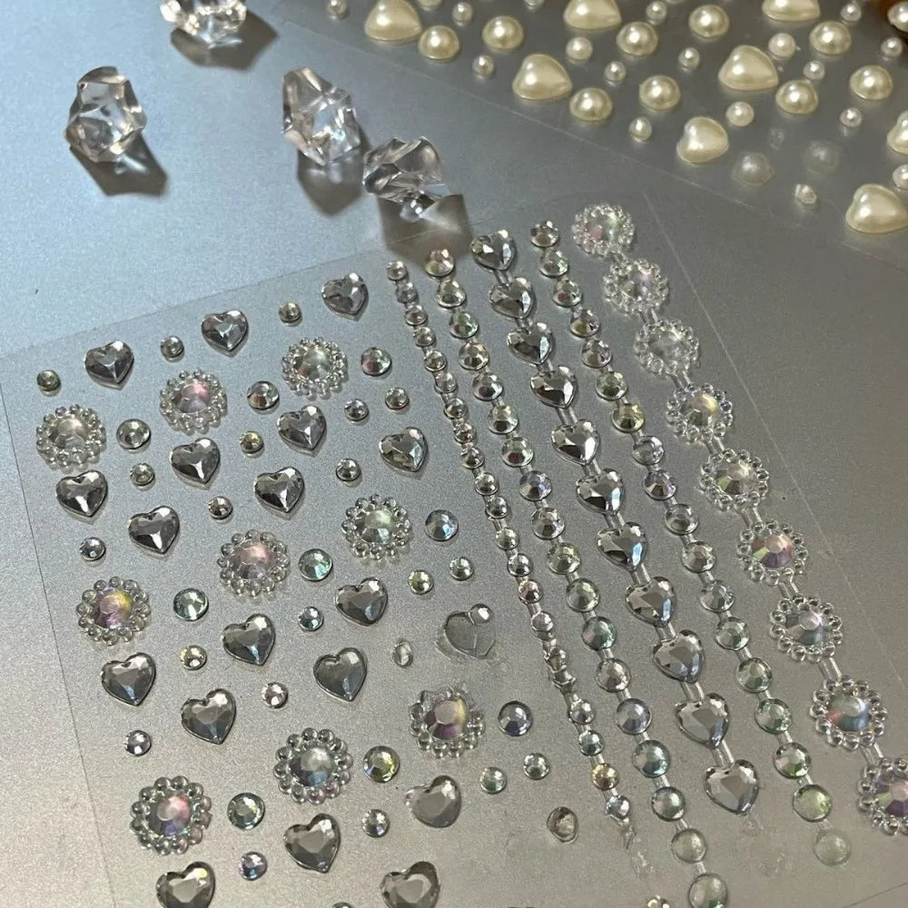 White Pearl Rhinestone Face Body Nail Hair Jewel Stickers Body Jewel Stickers PLUSH