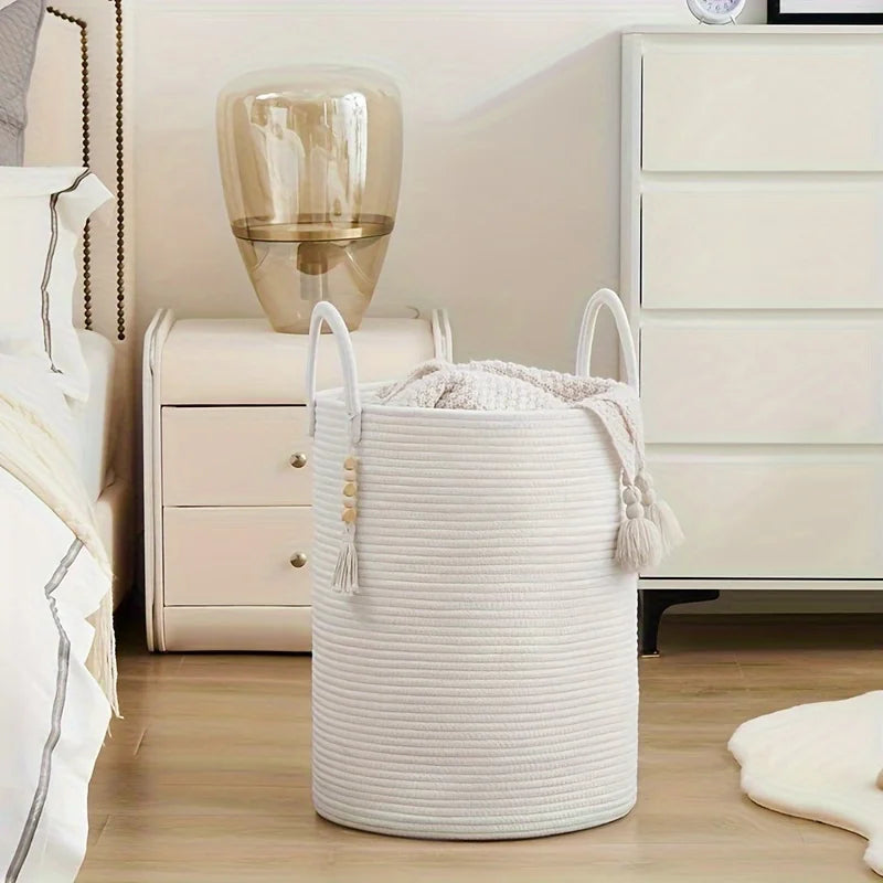 Extra Large Cotton Rope Storage Basket – Laundry & Toy Bin Rope Storage Basket PLUSH