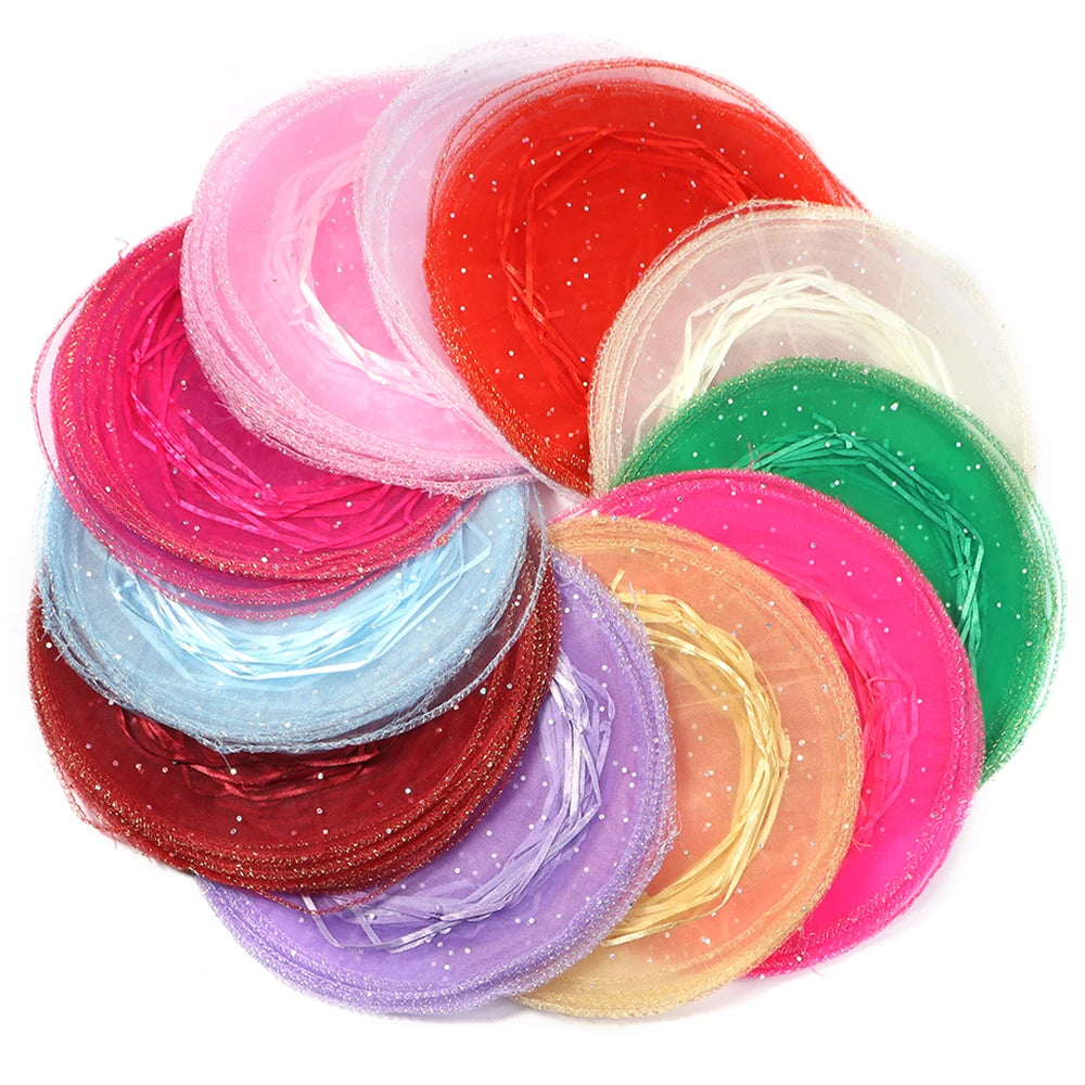 10pcs Round Organza Drawstring Gift Bags – Jewelry Pouches Organza Gift Pouches PLUSH