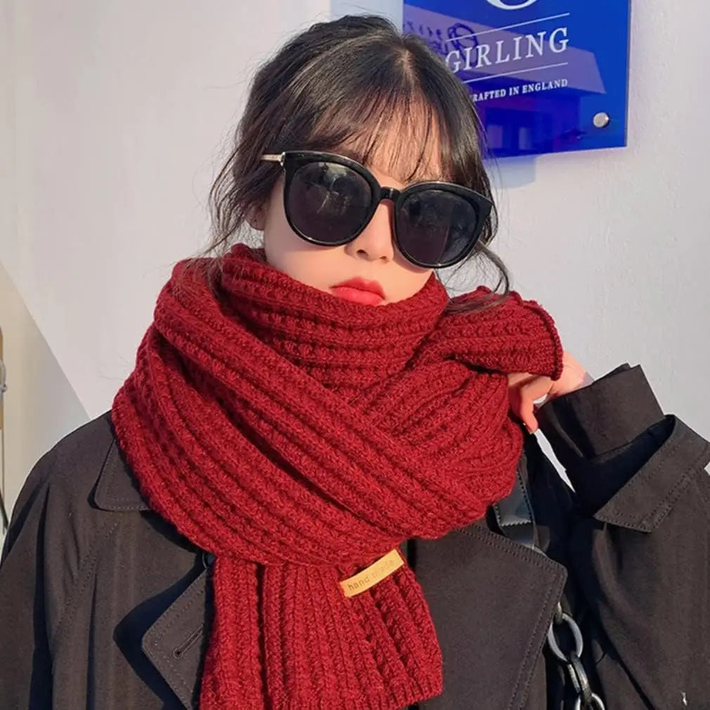 Chunky Knit Winter Scarf Unisex Couple Neck Wrap Set Knitted Winter Scarf PLUSH