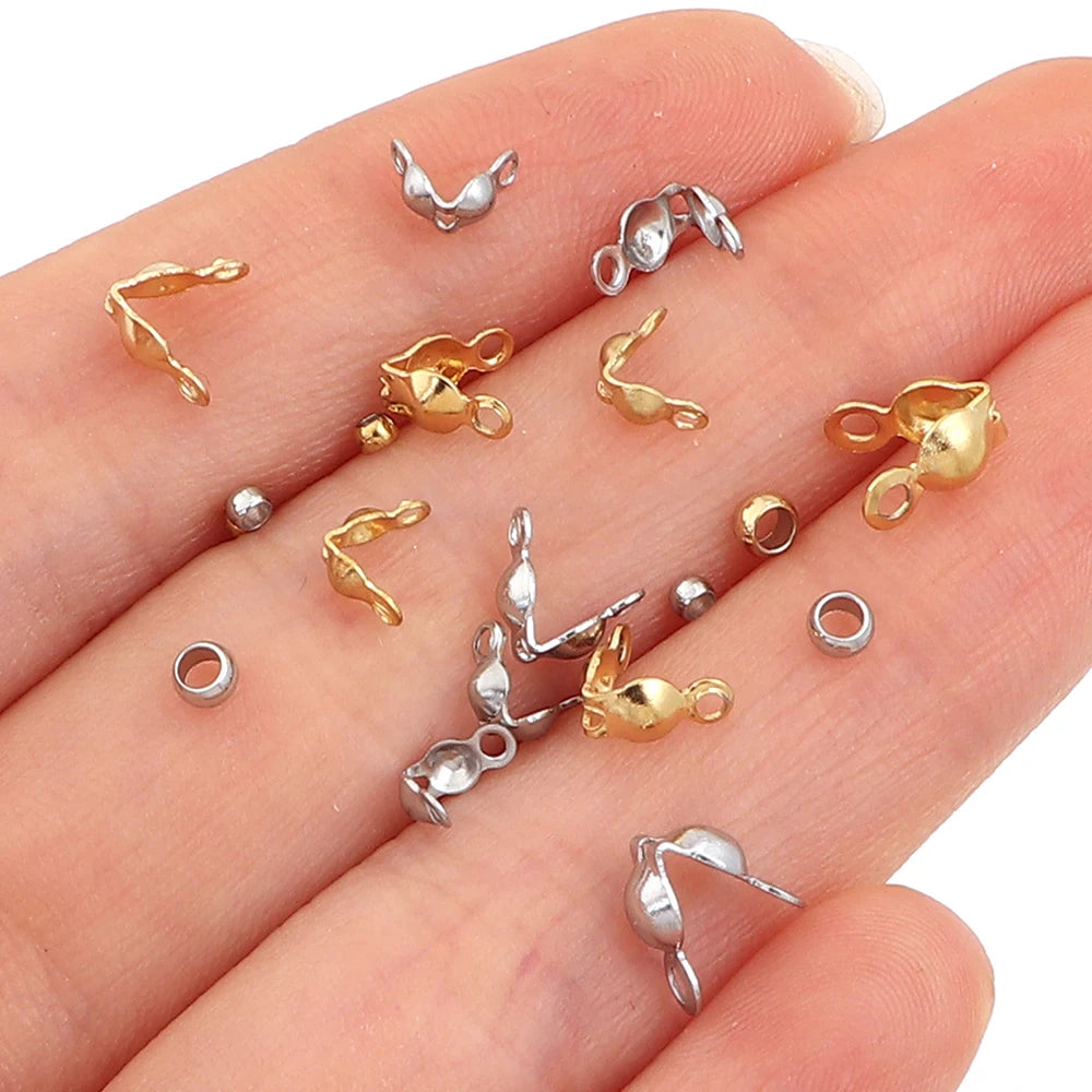 Stainless Steel Jewelry Clasps & Crimp Stopper Beads DIY Set Jewelry Findings Set PLUSH
