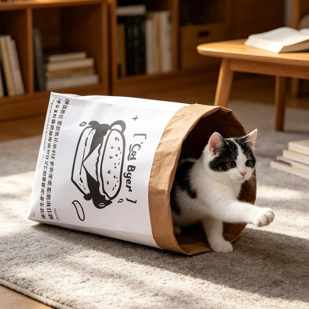 Cat Crinkle Play Tunnel Bag – Foldable Paper Toy & Hideaway Cat Tunnel Toy PLUSH