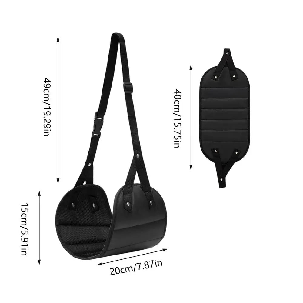Adjustable Foot Hammock – Portable Leg Rest for Airplane & Office Portable Foot Hammock PLUSH Black 1PC