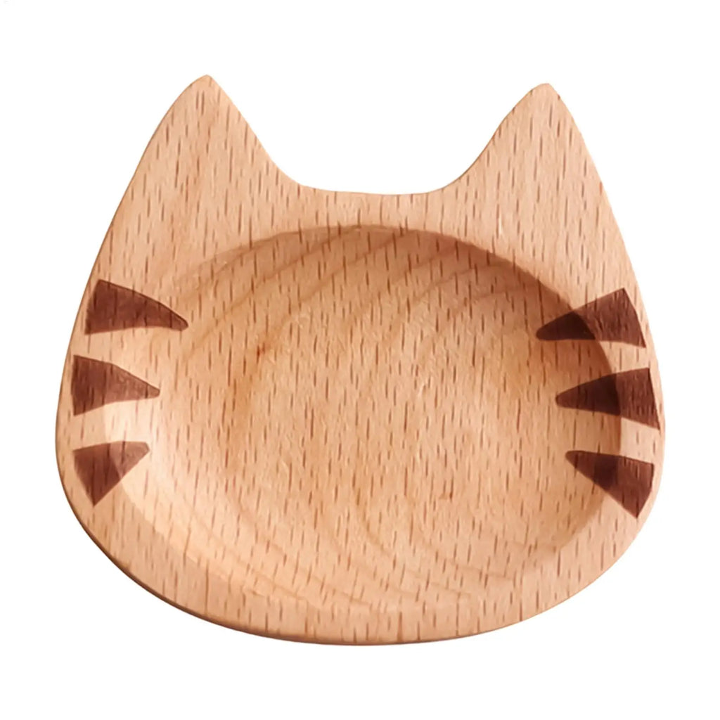 Cute Cat Wooden Dipping Sauce Dish – Mini Snack Saucer Dipping Sauce Dish PLUSH