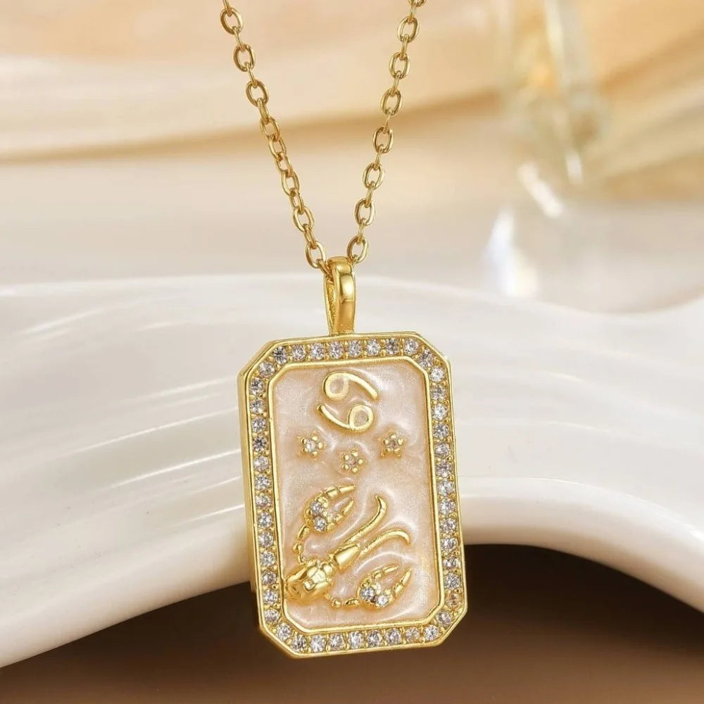 Gold Plated Zodiac Constellation Pendant Necklace – 12 Signs Pendant Necklace PLUSH