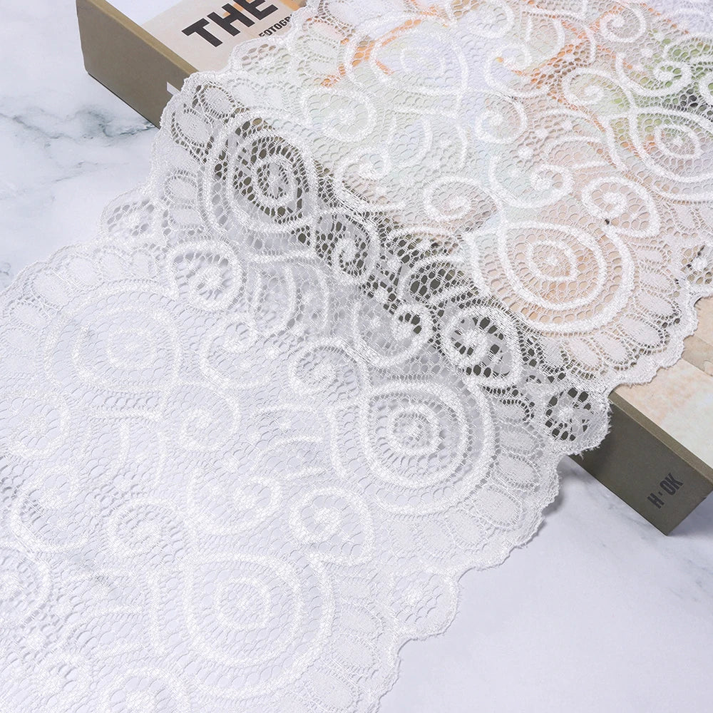 18cm Elastic Floral Lace Trim 1 Yard – DIY Sewing & Crafts Elastic Lace Trim PLUSH beige 18cm