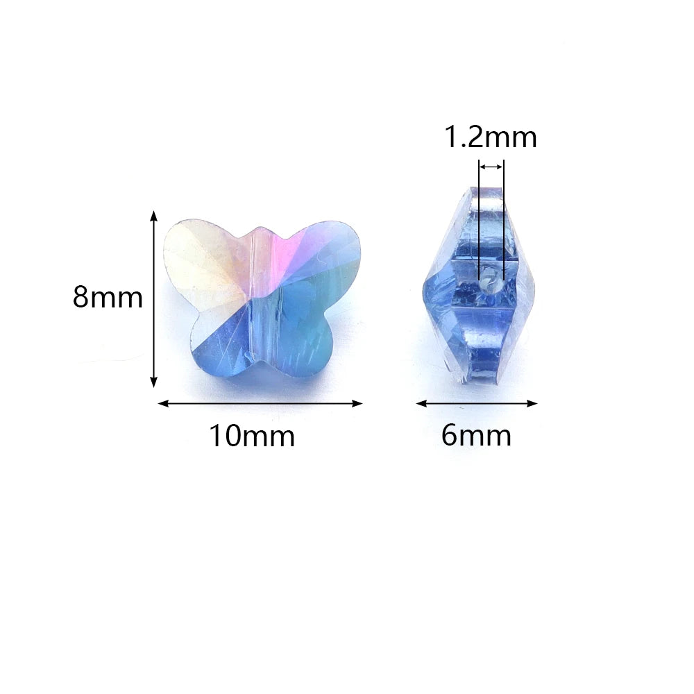 50pcs Butterfly Crystal Glass Spacer Beads – Multicolor DIY Glass Spacer Beads PLUSH