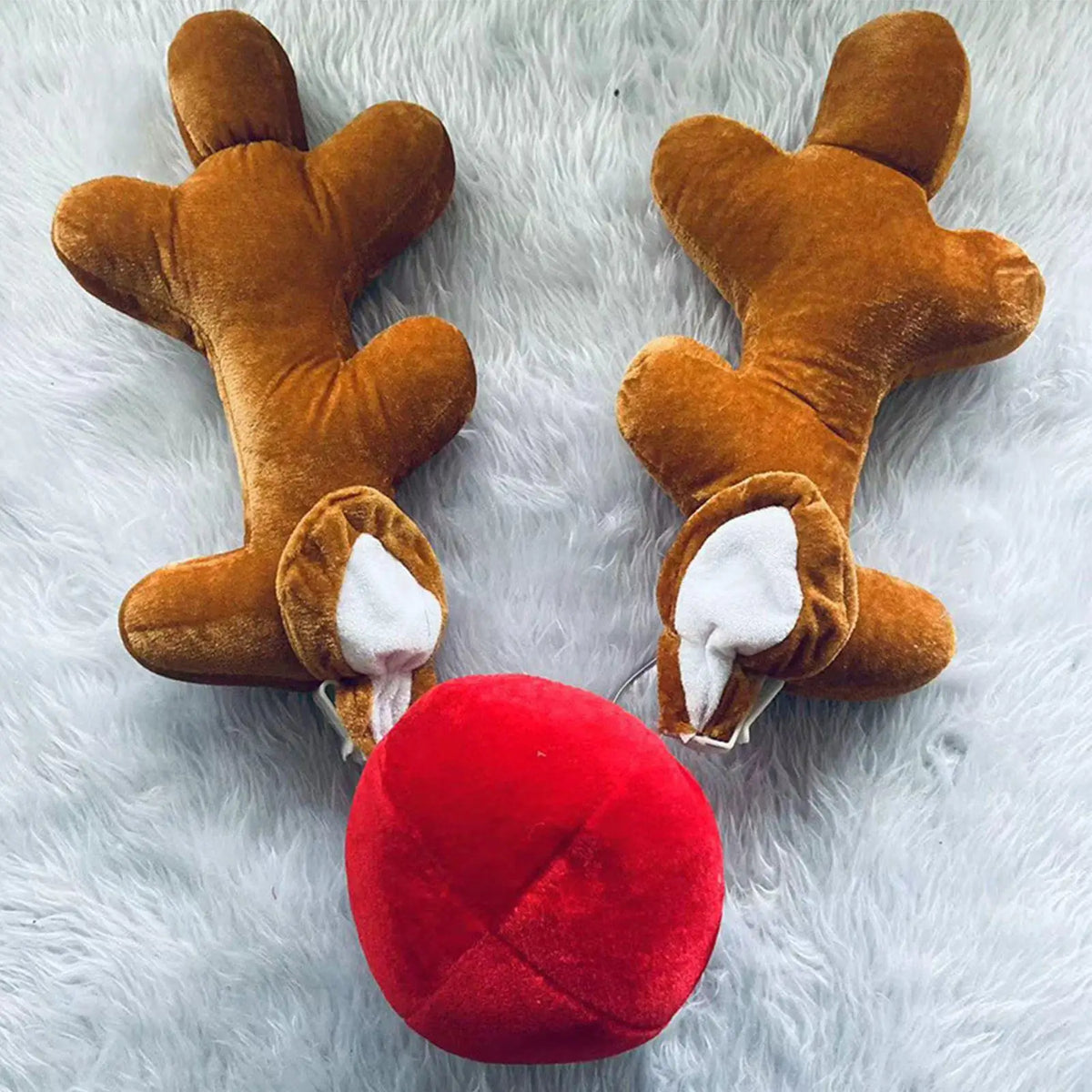 Reindeer Antlers Car Christmas Kit – Antlers & Red Nose Set Car Holiday Decoration PLUSH