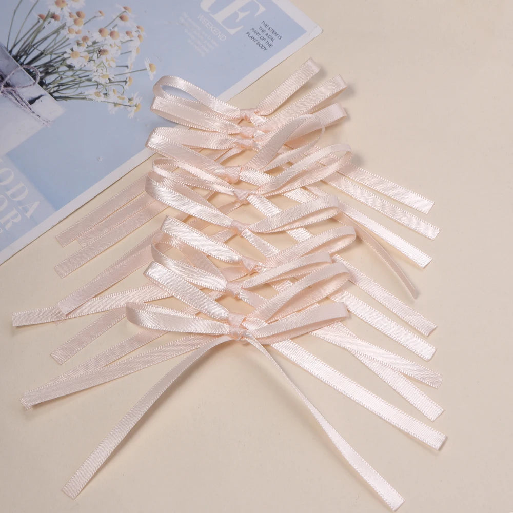 10pcs Ballet Ribbon Bows Handmade Colorful DIY Craft Bows Ribbon Bow Embellishments PLUSH light pink