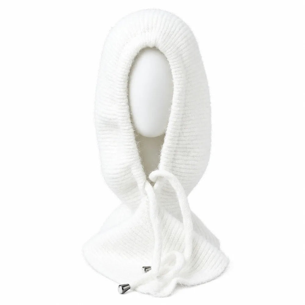 Winter Balaclava Beanie Hat – Knit Scarf Cap with Ear Cover Balaclava Beanie Hat PLUSH White