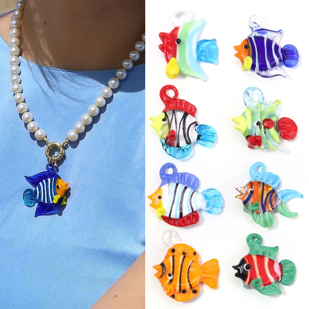 Tropical Fish Lampwork Glass Beads 2pcs – DIY Jewelry Charms Lampwork Glass Beads PLUSH