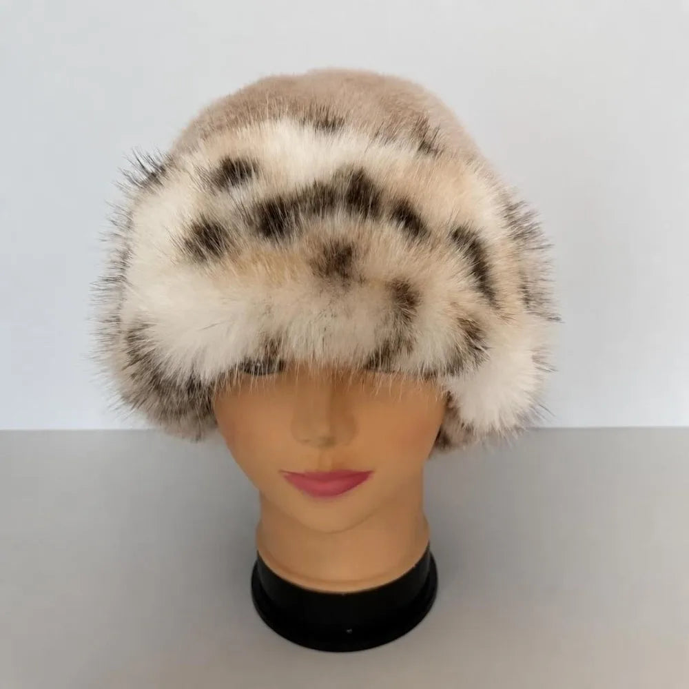 Windproof Faux Fur Bucket Hat – Warm Ear Cover Winter Cap Faux Fur Bucket Hat PLUSH Style C