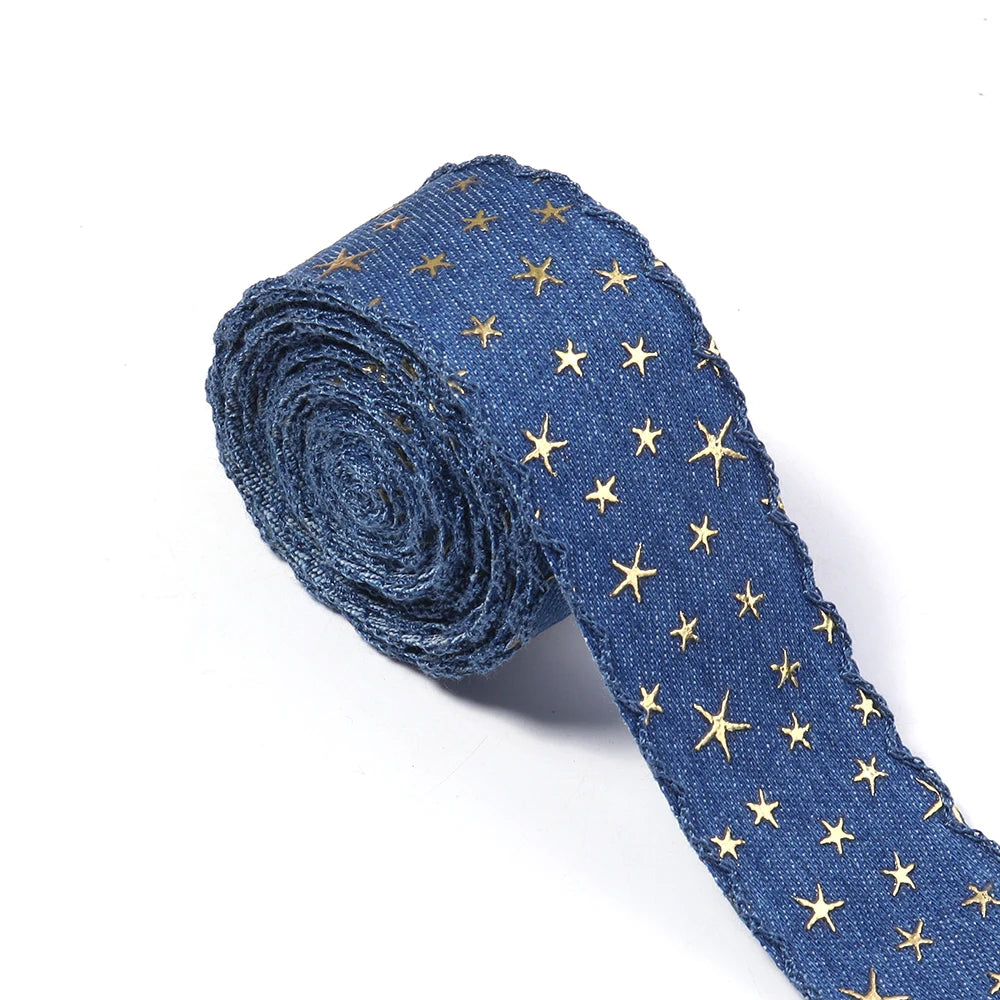 Scalloped Denim Ribbon Star Sequin Wave Trim – DIY Crafts Craft Ribbon Trim PLUSH 40mm 06 x 3yards mm