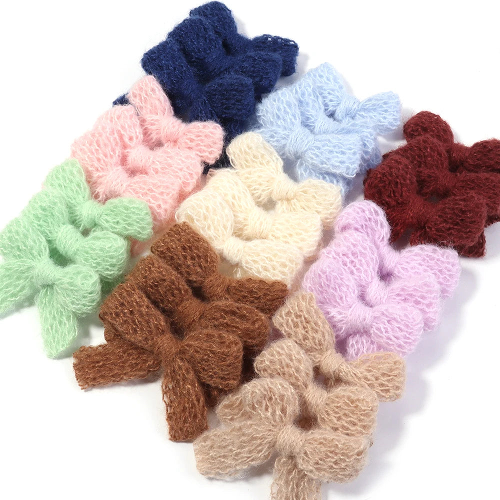 10pcs Fluffy Knitted Wool Yarn Bows – DIY Hair & Jewelry Craft DIY Hair Bow PLUSH