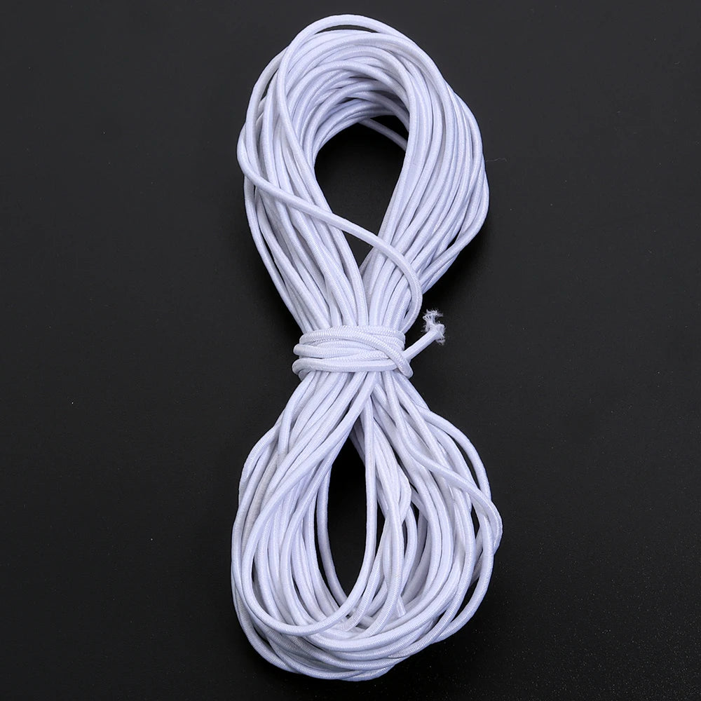 10m Round Elastic Cord Stretch String for DIY Sewing & Crafts Elastic Sewing Cord PLUSH White 2mm