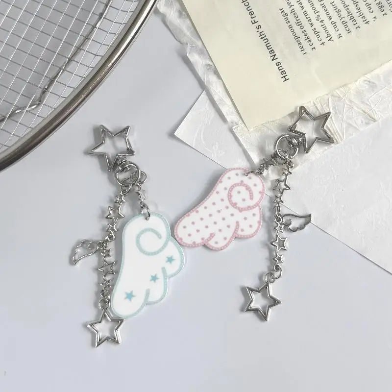 Y2K Star & Wings Keychain | Angel Bag Charm & Fairycore Pendant Bag Charm Keychain PLUSH