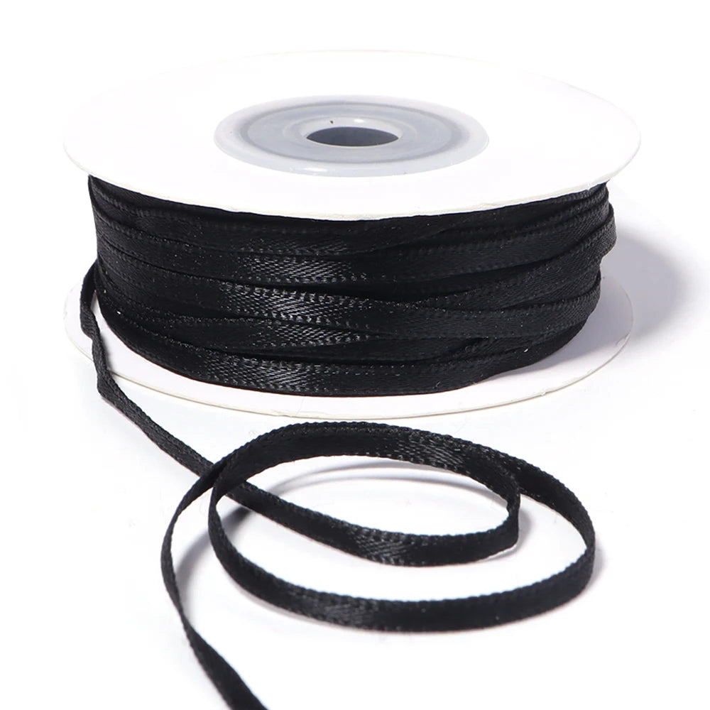 50 Yards 3mm Double-Sided Satin Ribbon – DIY Craft & Bows Satin Craft Ribbon PLUSH Black 3mm