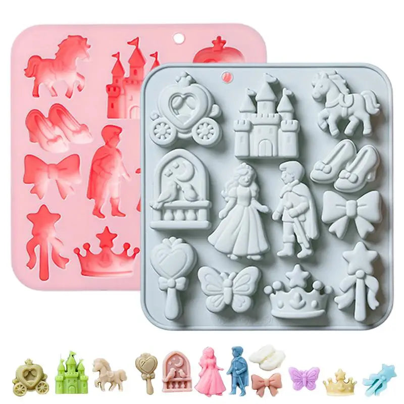12-Cavity Princess Castle Silicone Mold – Fondant & Chocolate Silicone Baking Mold PLUSH